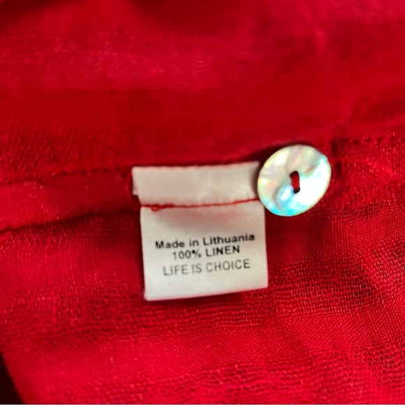 Flax Womens Red Linen Button Down Blouse Shirt  Textured Red  Size PS - Picture 11 of 11